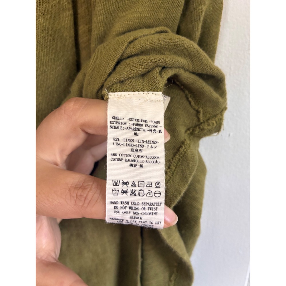 We The Free Free People Olive Green Linen Blend Smocked Tank Top Medium - Picture 4 of 5